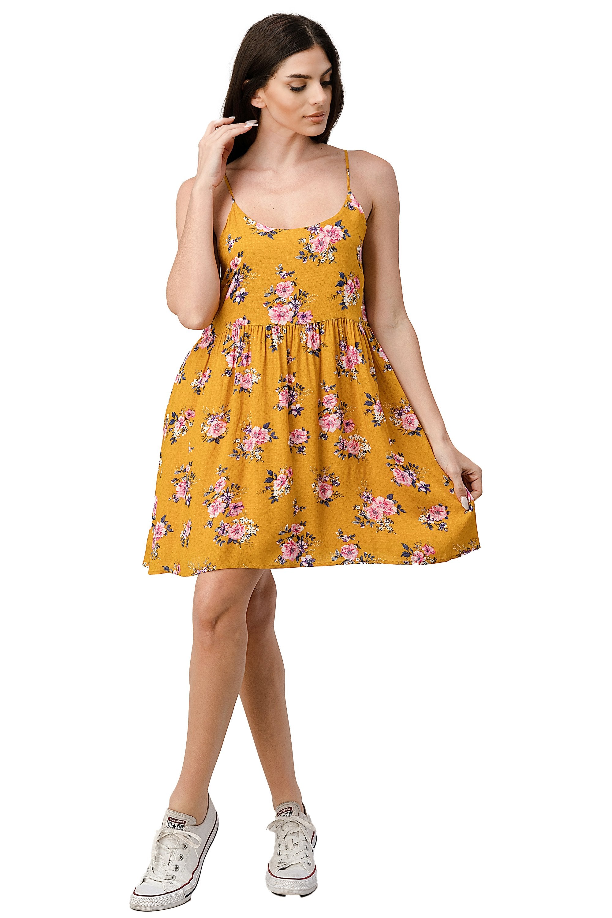 Rayon Challis Floral Button Front Dress