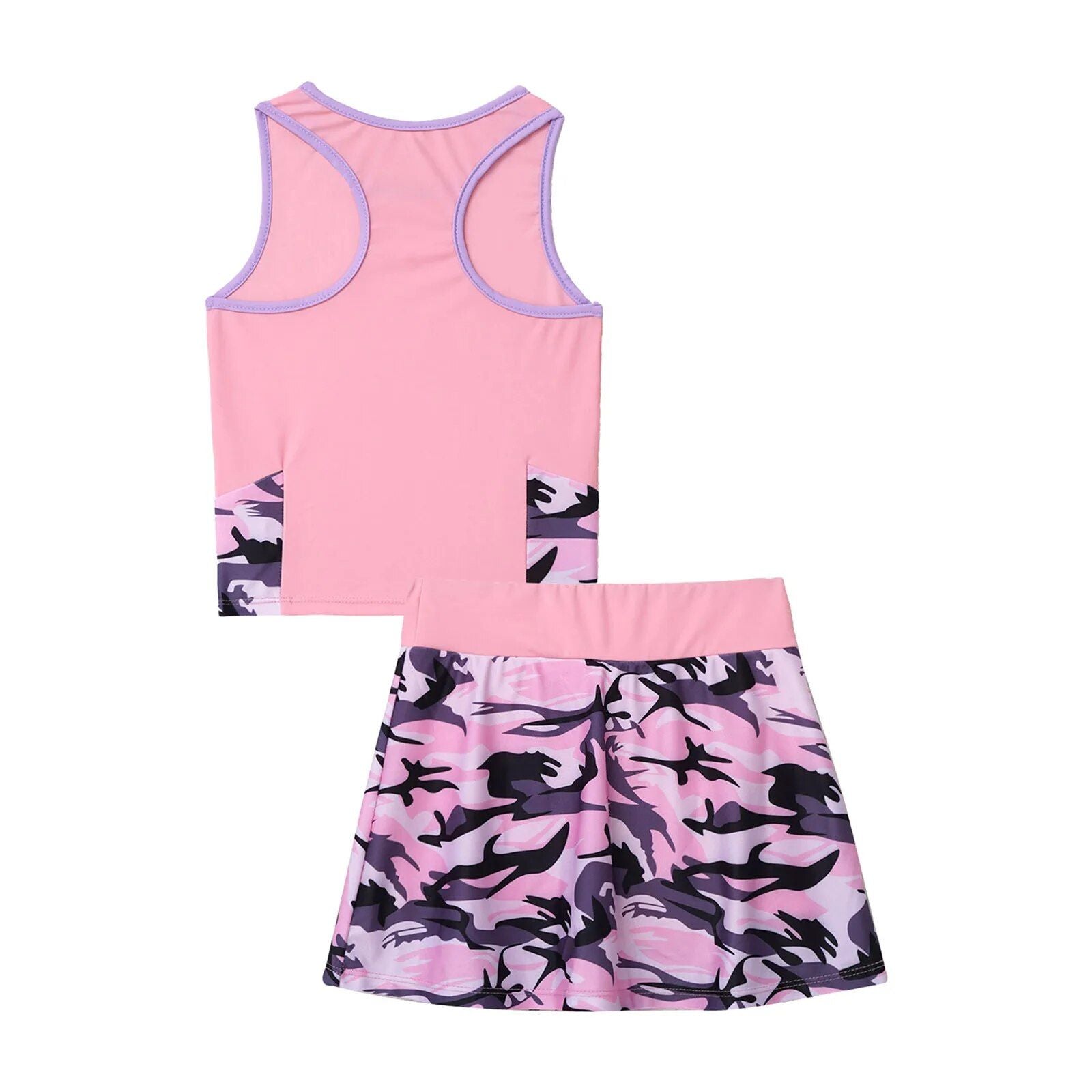 Girls' Active Tennis Outfit: Sleeveless Top & Skirt Set for Sports and Play