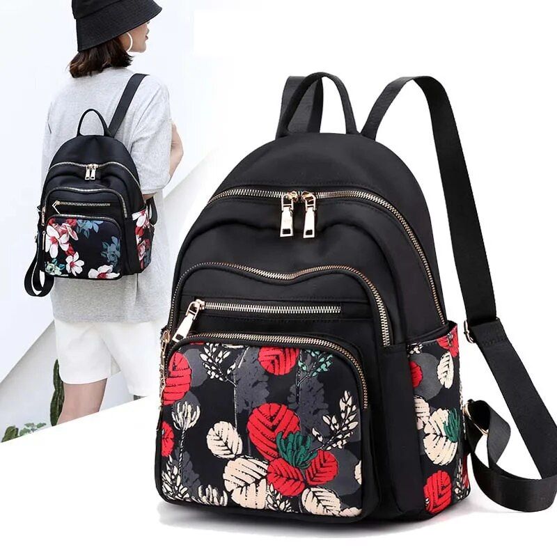 2023 Trendy Floral Print Nylon Backpack for Women