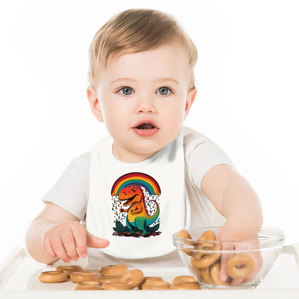 Rainbow Dinosaur Baby Bibs - Cartoon Baby Feeding Bibs - Cute Design Bibs for Eating