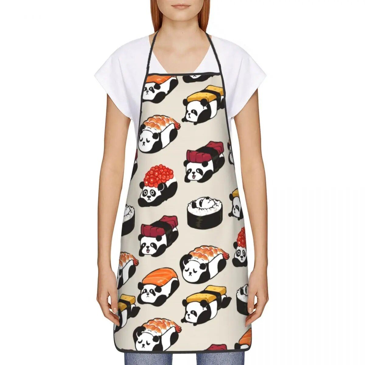 Unisex Kawaii Sushi Panda Chef Apron