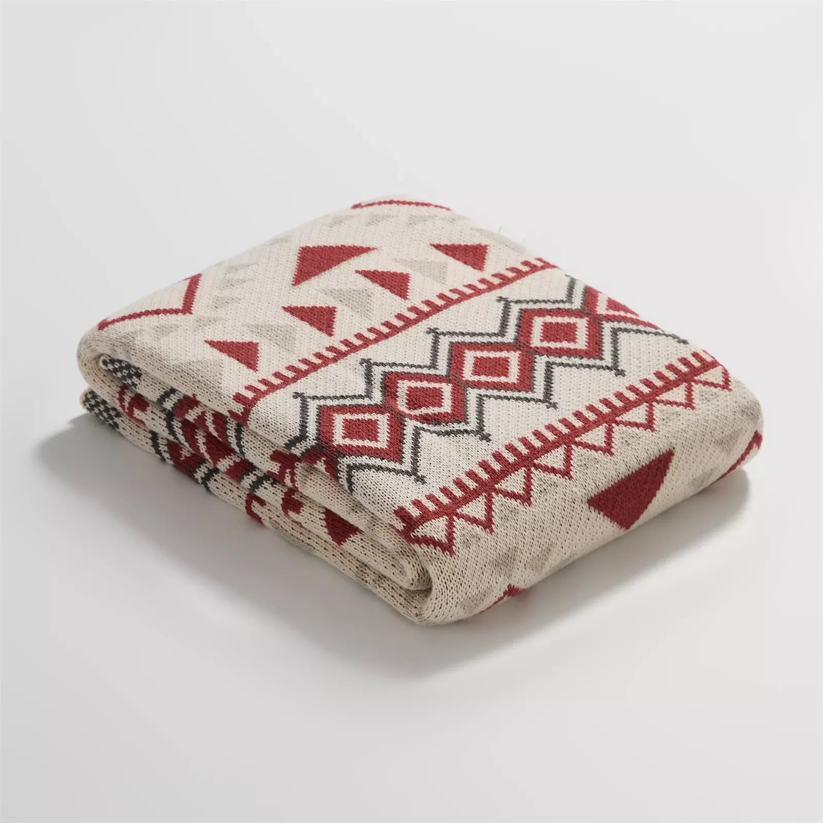 Bohemian Geometric Knitted Blanket