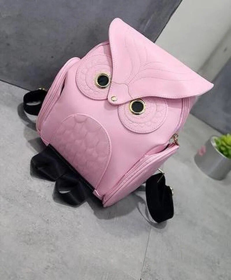 Chic Owl-Embossed PU Leather Backpack - Fashionable Women's Travel Satchel