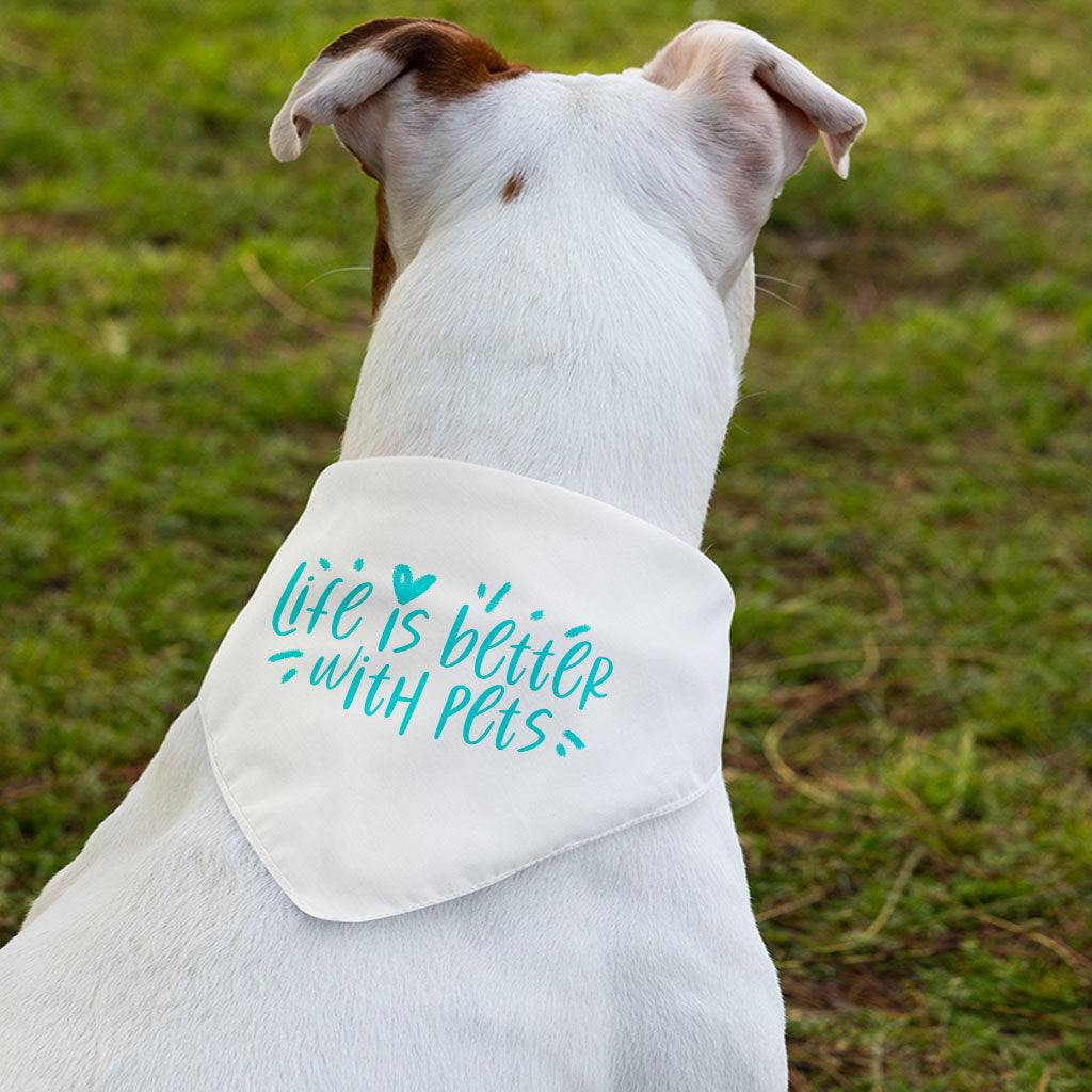 Life Is Better With Pets Pet Bandana Collar - Kawaii Scarf Collar - Printed Dog Bandana