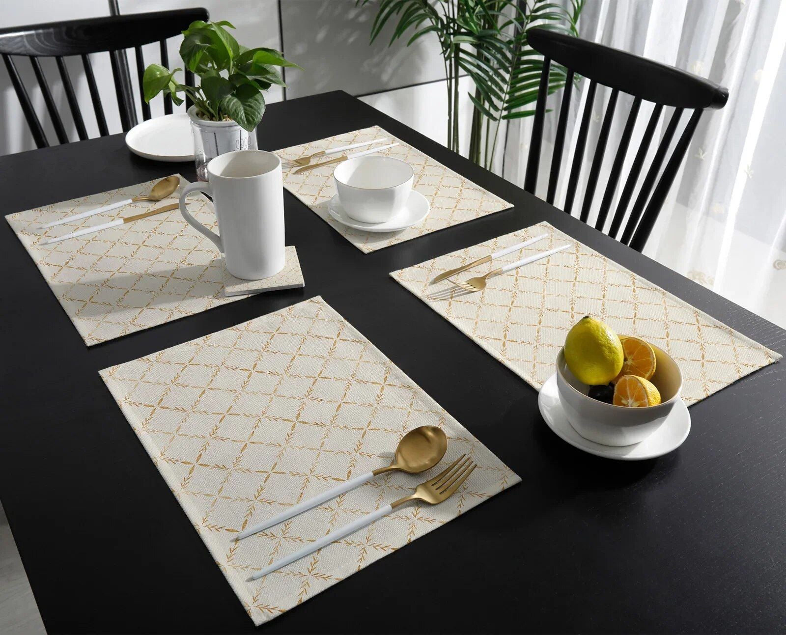 Modern Geometric Heat-Resistant Placemats - Eco-Friendly Polyester Table Mats