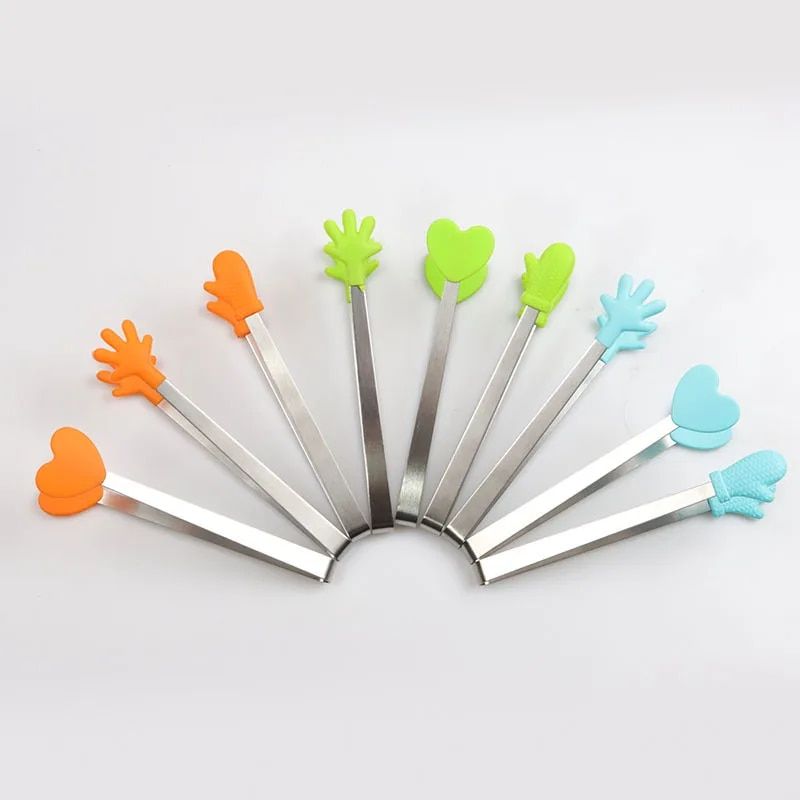 Creative Small Palm Heart Silicone Food Tongs