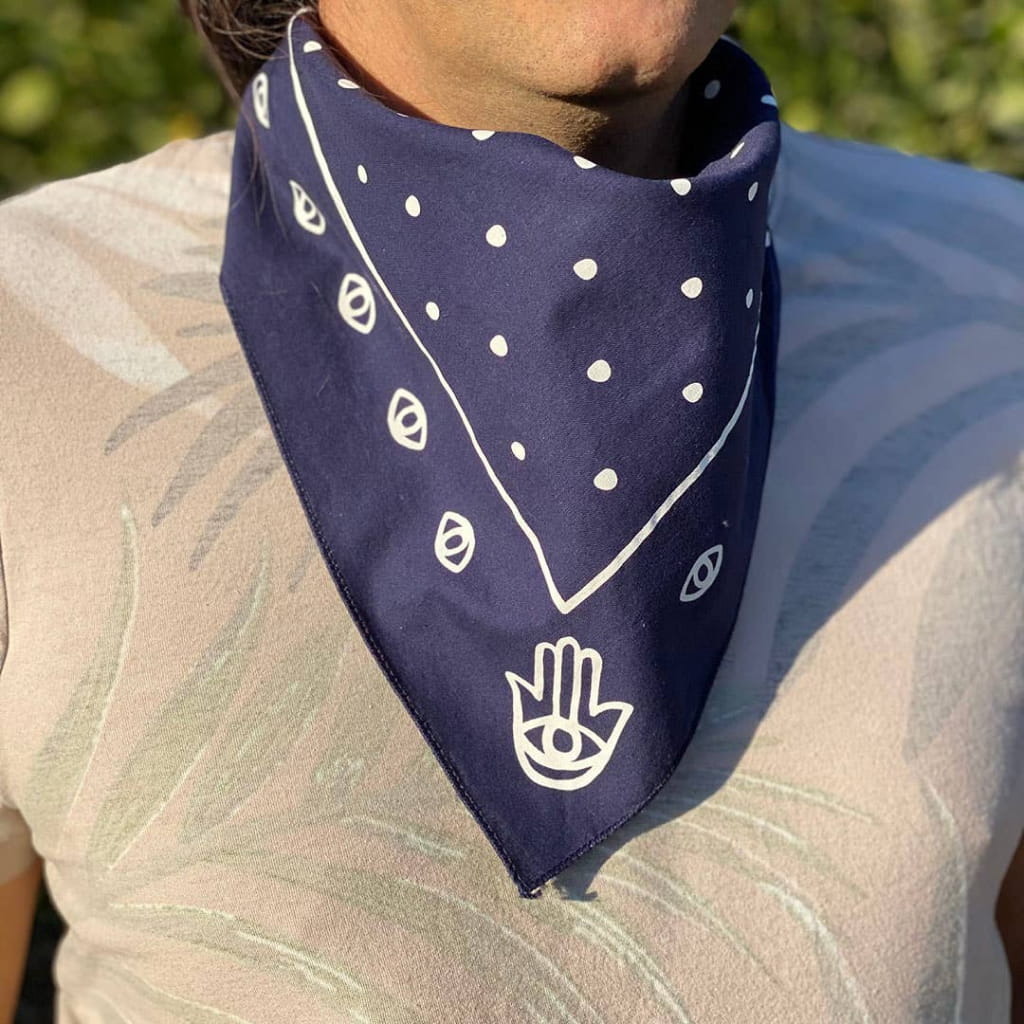 Hamsa & Dots Navy Bandana