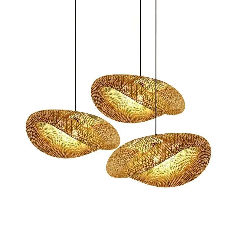 Elegant Bamboo Hand-Woven LED Pendant Light