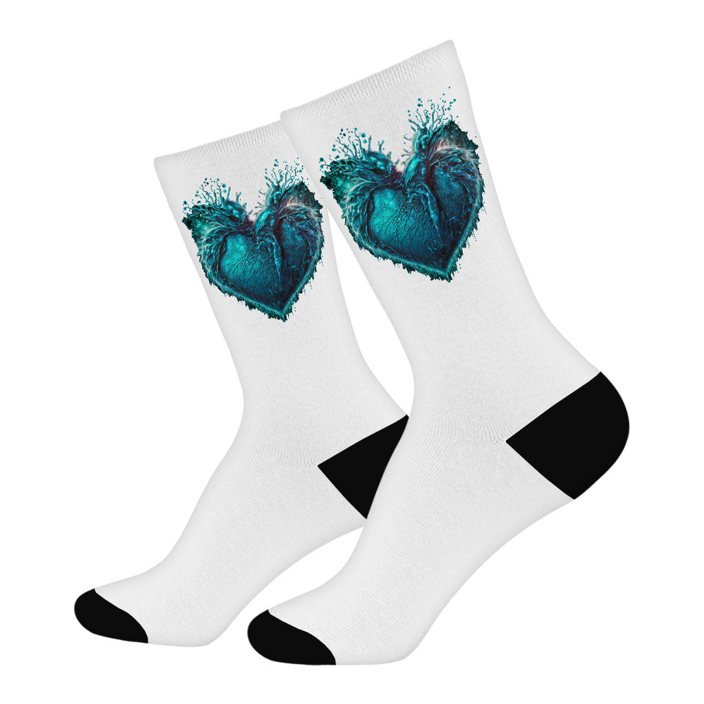 Ice Design Socks - Winter Art Novelty Socks - Ice Crew Socks