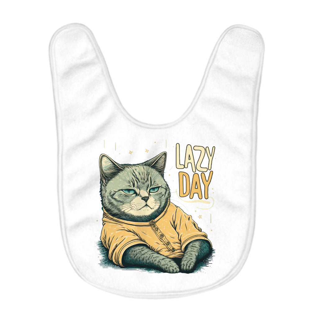 Lazy Day Baby Bibs - Funny Cat Baby Feeding Bibs - Graphic Bibs for Eating