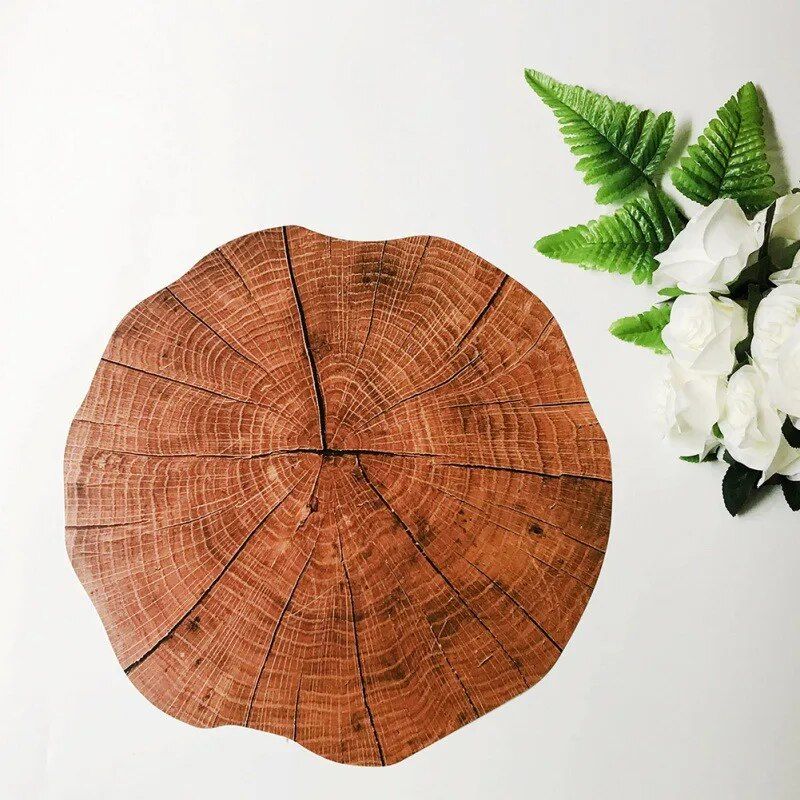 Round Wood Grain Placemat - Non-Slip, Heat Insulating Dining Table Mat