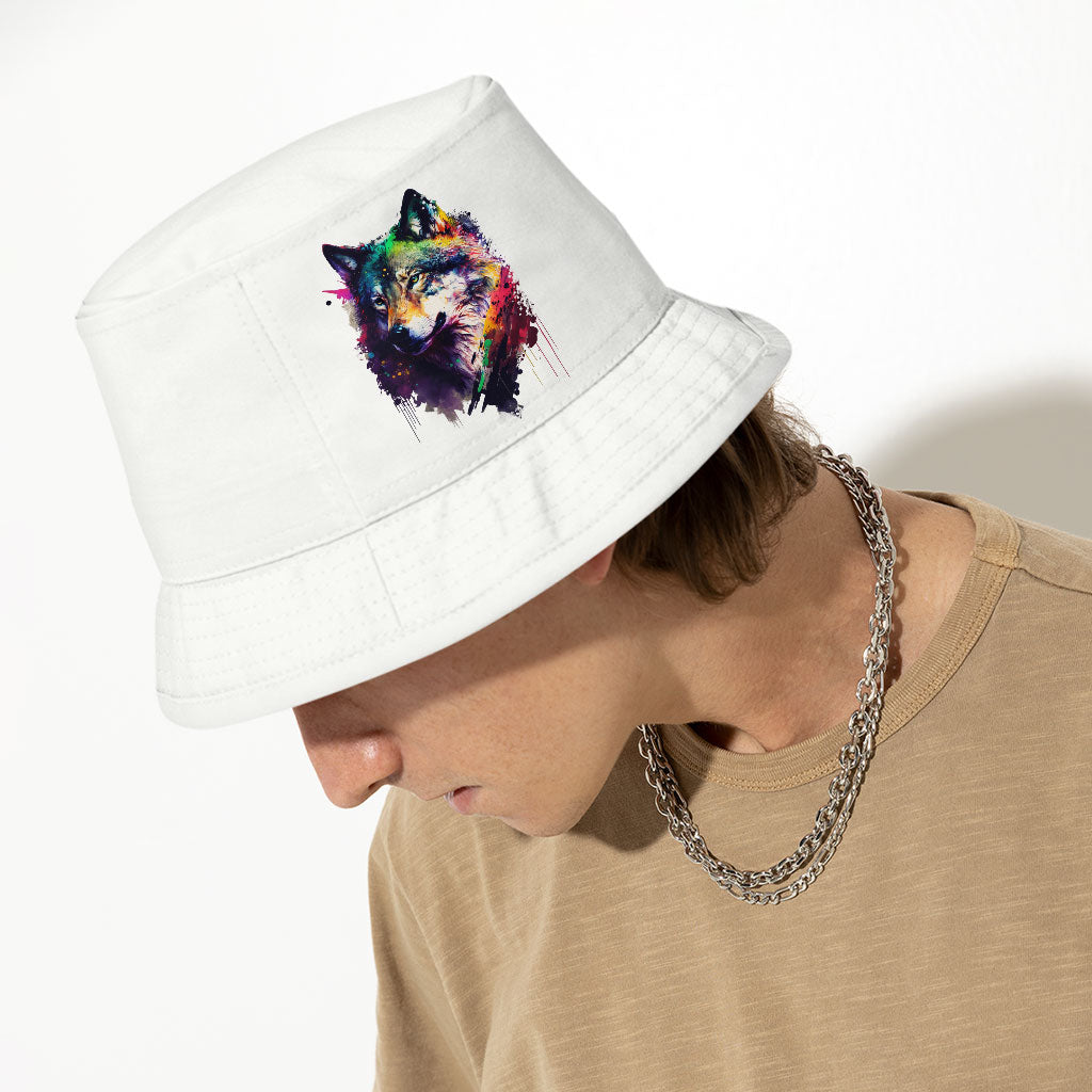 Colorful Wolf Bucket Hat - Cool Art Hat - Printed Bucket Hat