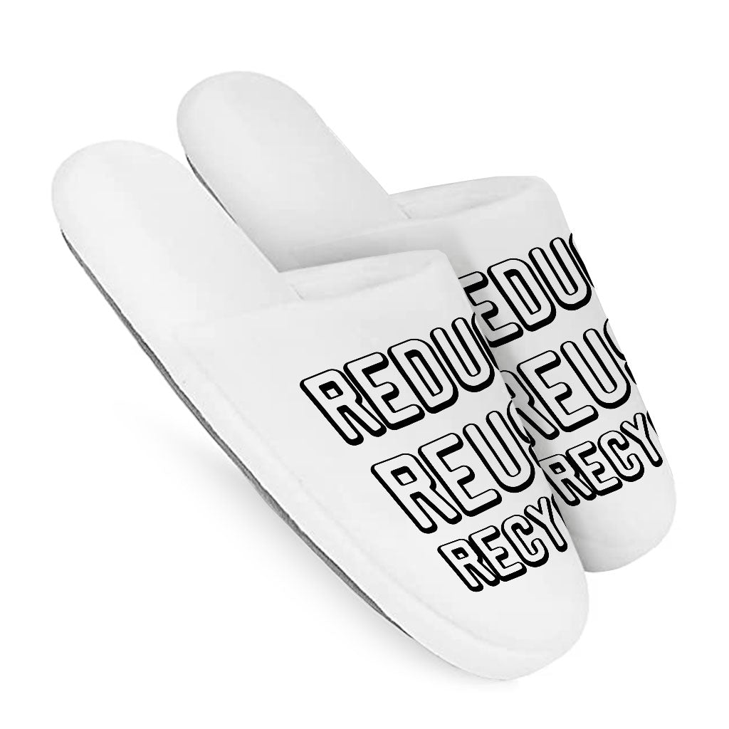 Reduce Reuse Recycle Memory Foam Slippers - Cute Design Slippers - Best Design Slippers