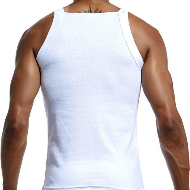 Men's Square-Cut Cotton Ribbed Tank Tops