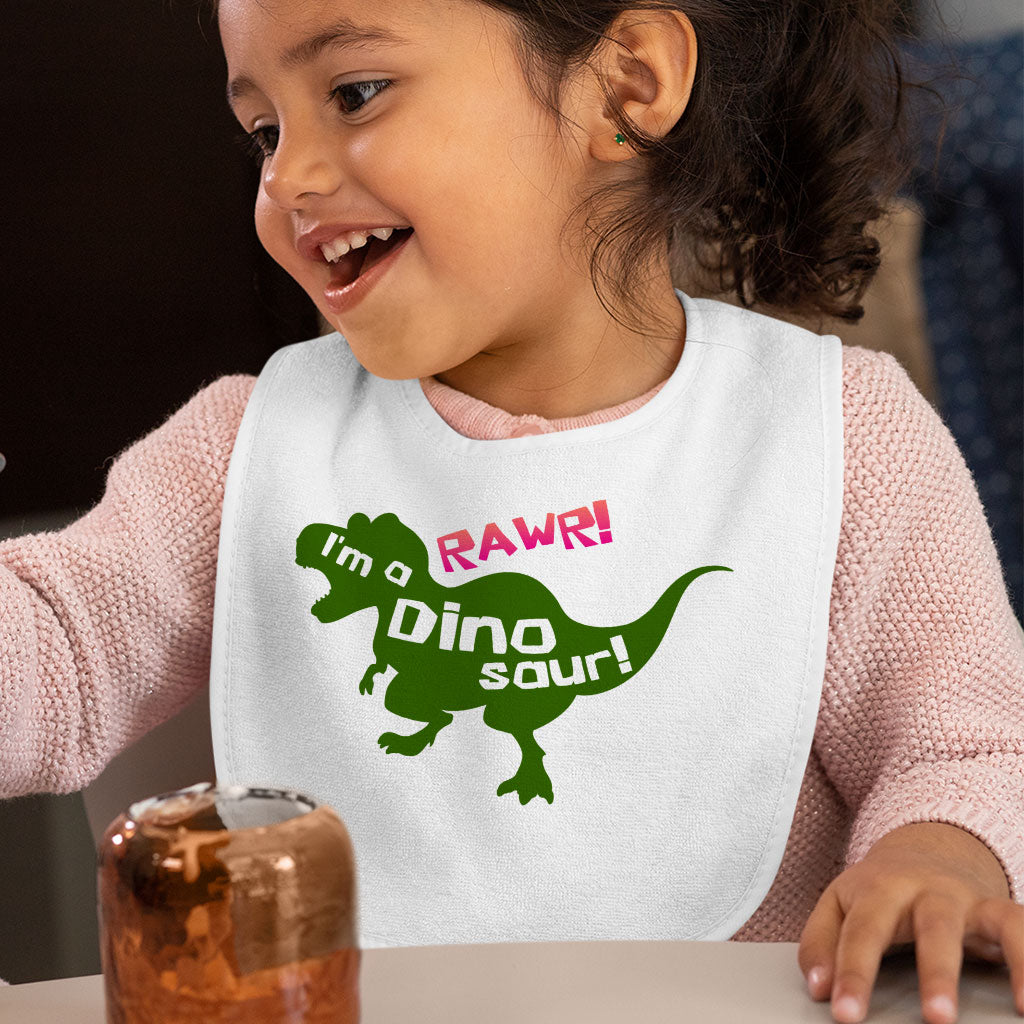 I'm a Dinosaur Baby Bibs - Illustration Baby Feeding Bibs - Cool Trendy Bibs for Eating