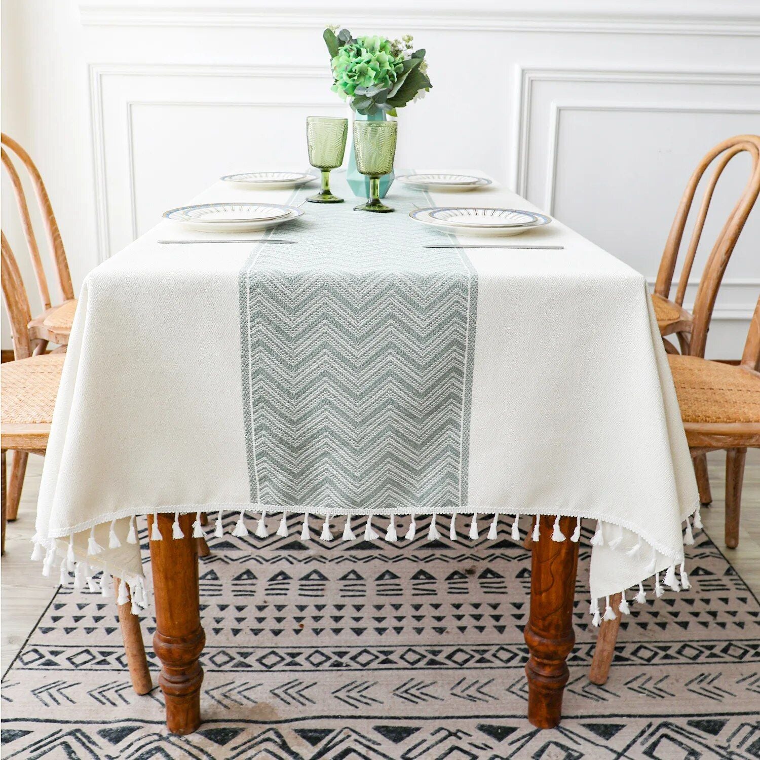 Elegant Nordic Rectangular Tablecloth with Tassel