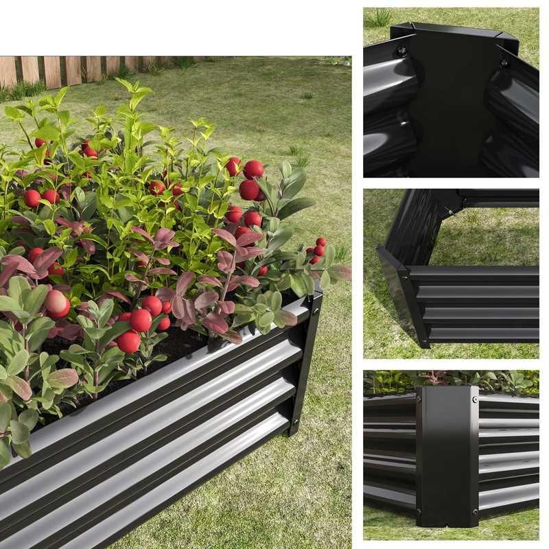 Durable Outdoor Metal Planter Box - 4ft x 2ft - Perfect for Vegetables, Flowers & Herbs