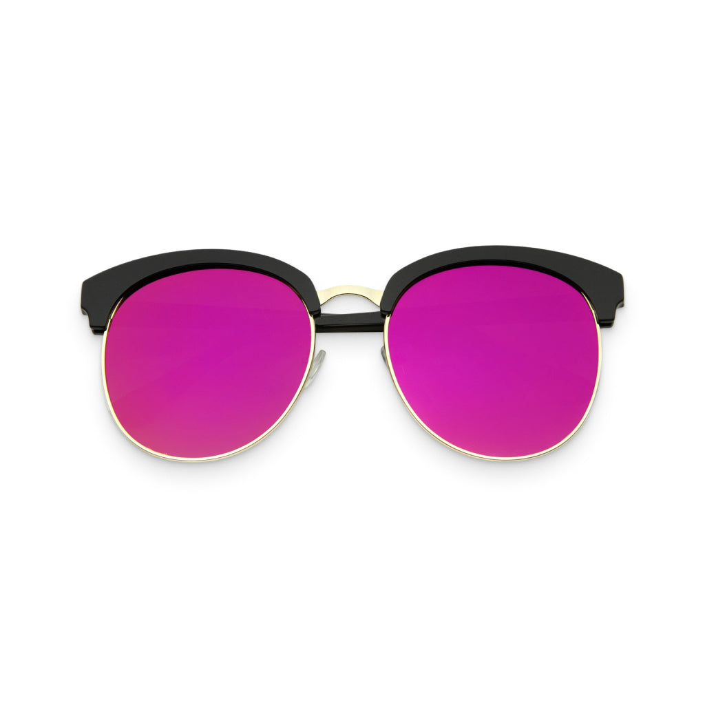 Black & Magenta Women’s Half-Framed Aviators