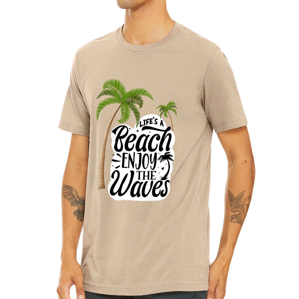 Life's a Beach Enjoy the Waves Short Sleeve T-Shirt - Cute T-Shirt - Illustration Short Sleeve Tee