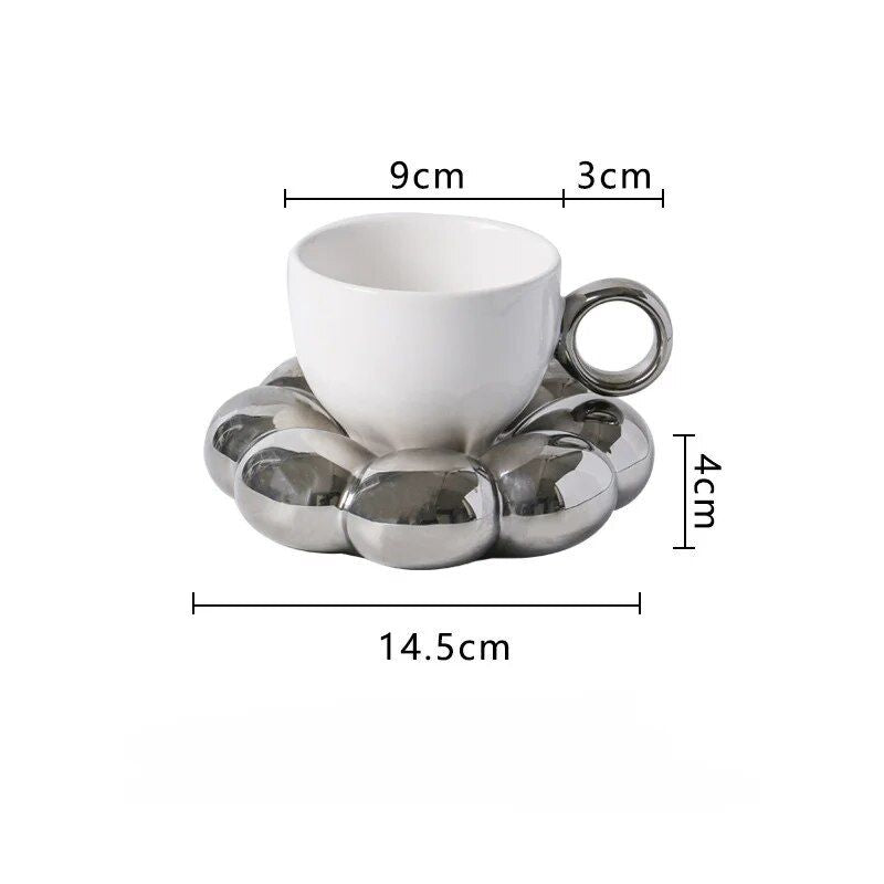 Sunflower Porcelain Teacup & Saucer Set - Eco-Friendly 200ml Home Drinkware for Breakfast & Teatime