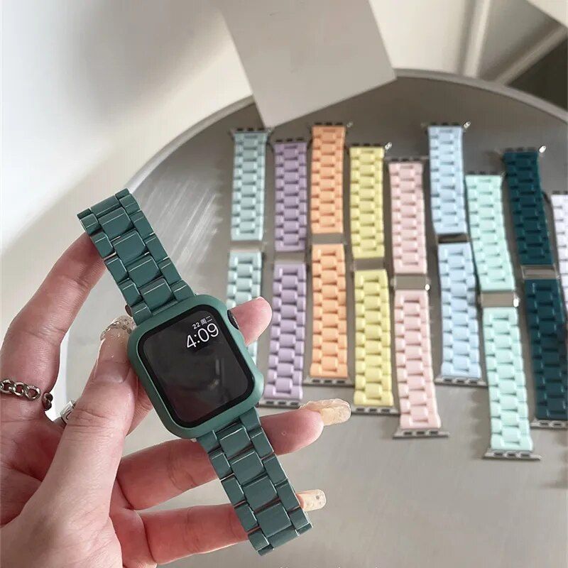 Chic Candy-Colored Resin Strap for 38mm-45mm Smartwatches