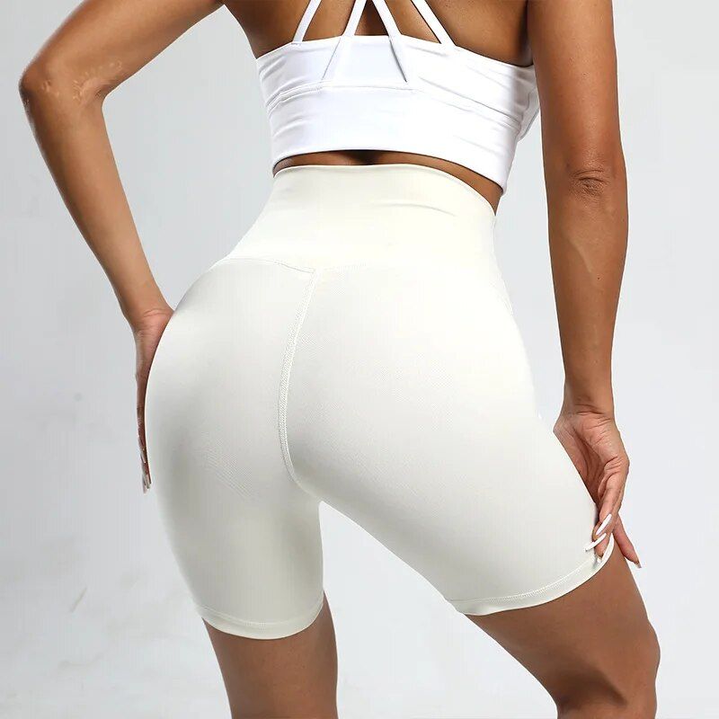 High-Waist Solid Yoga Shorts for Women