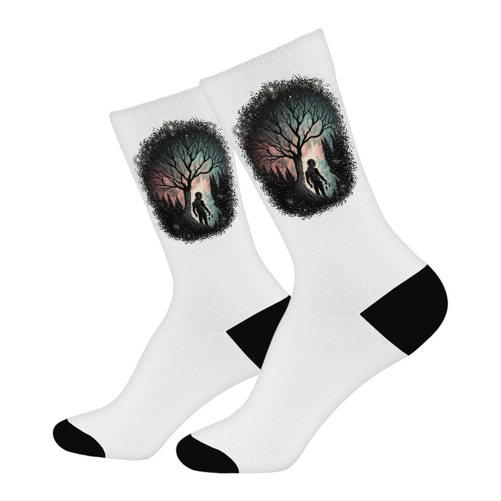 Cool Graphic Socks - Astronaut Novelty Socks - Tree Crew Socks