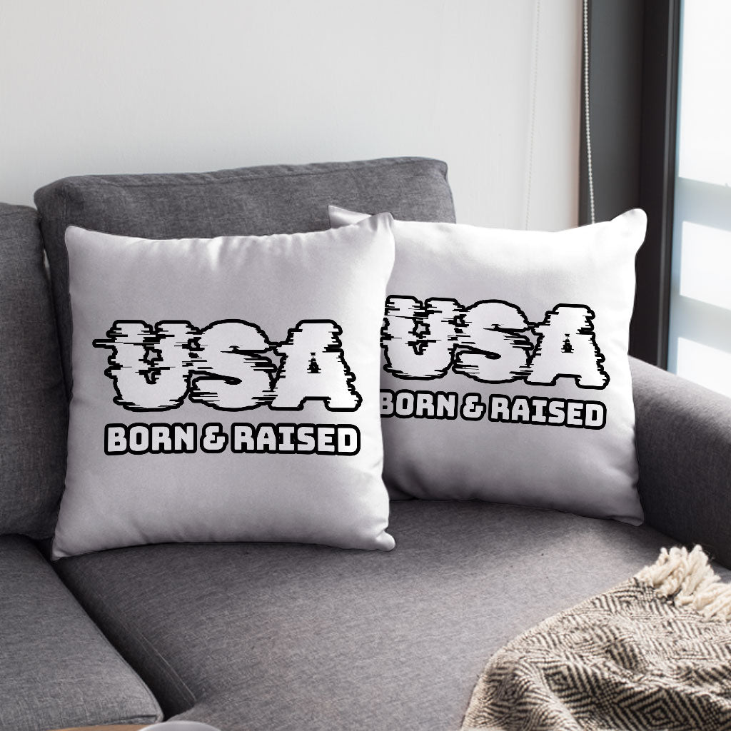 Born in the USA Square Pillow Cases - Patriotic Design Pillow Covers - Cool Design Pillowcases