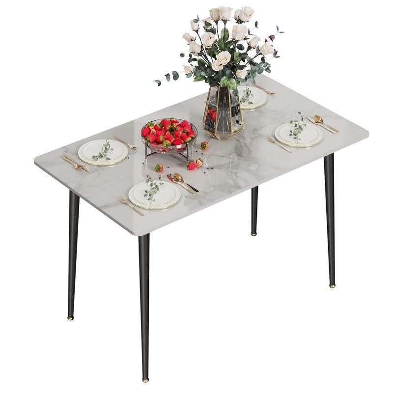 Modern Sintered Stone Dining Table with Metal Legs