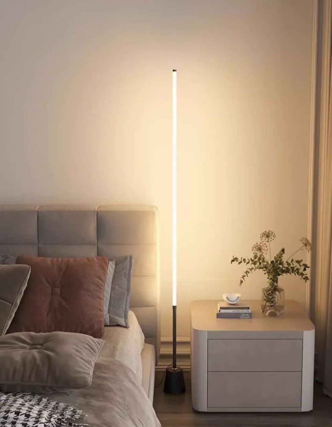 Modern Nordic LED Corner Floor Lamp - Dimmable, Remote-Controlled Mood Light for Home Decor