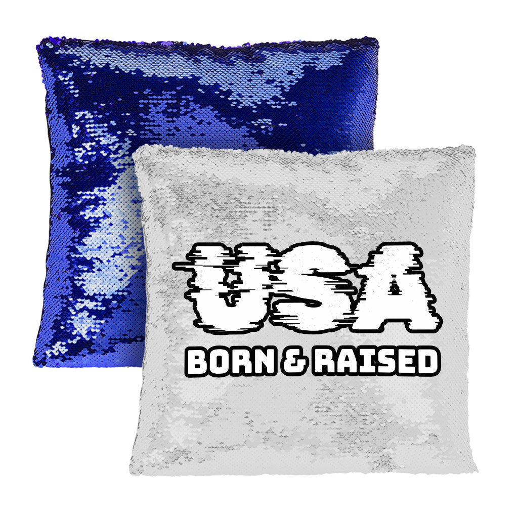 Born in the USA Sequin Pillow Case - Patriotic Design Pillow Case - Cool Design Pillowcase