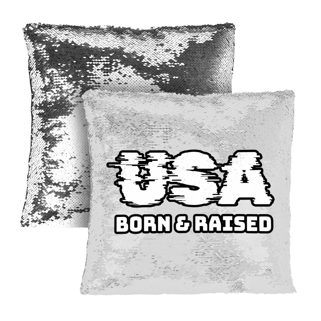 Born in the USA Sequin Pillow Case - Patriotic Design Pillow Case - Cool Design Pillowcase