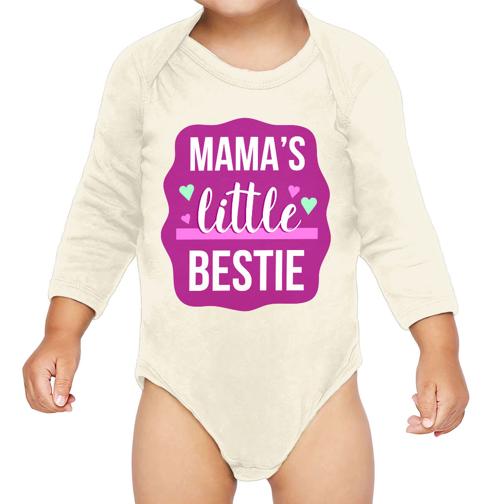 Mama's Bestie Baby Long Sleeve Onesie - Trendy Baby Long Sleeve Bodysuit - Graphic Baby One-Piece