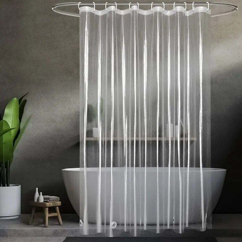 Premium Transparent Waterproof Shower Curtain with Hooks