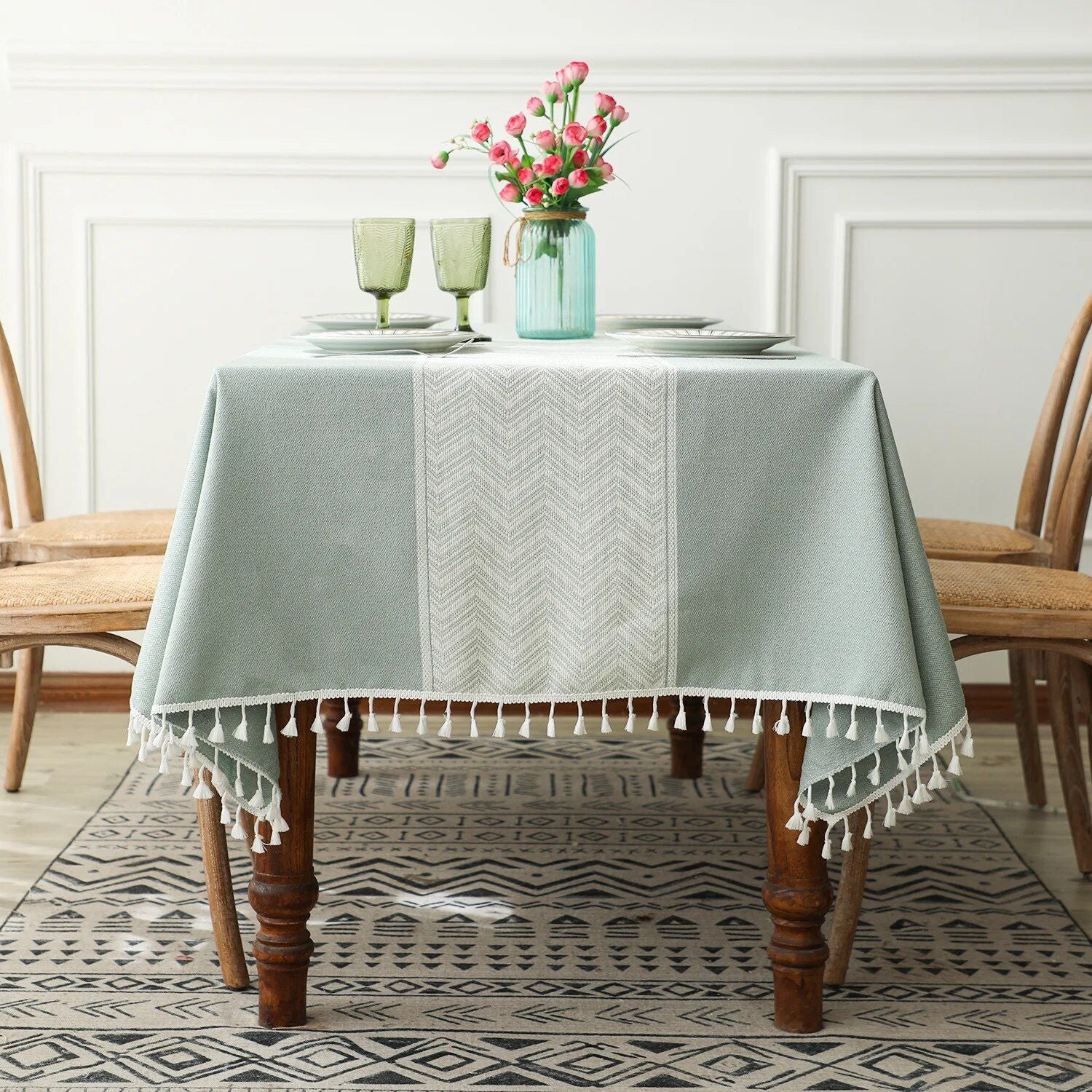 Elegant Nordic Rectangular Tablecloth with Tassel