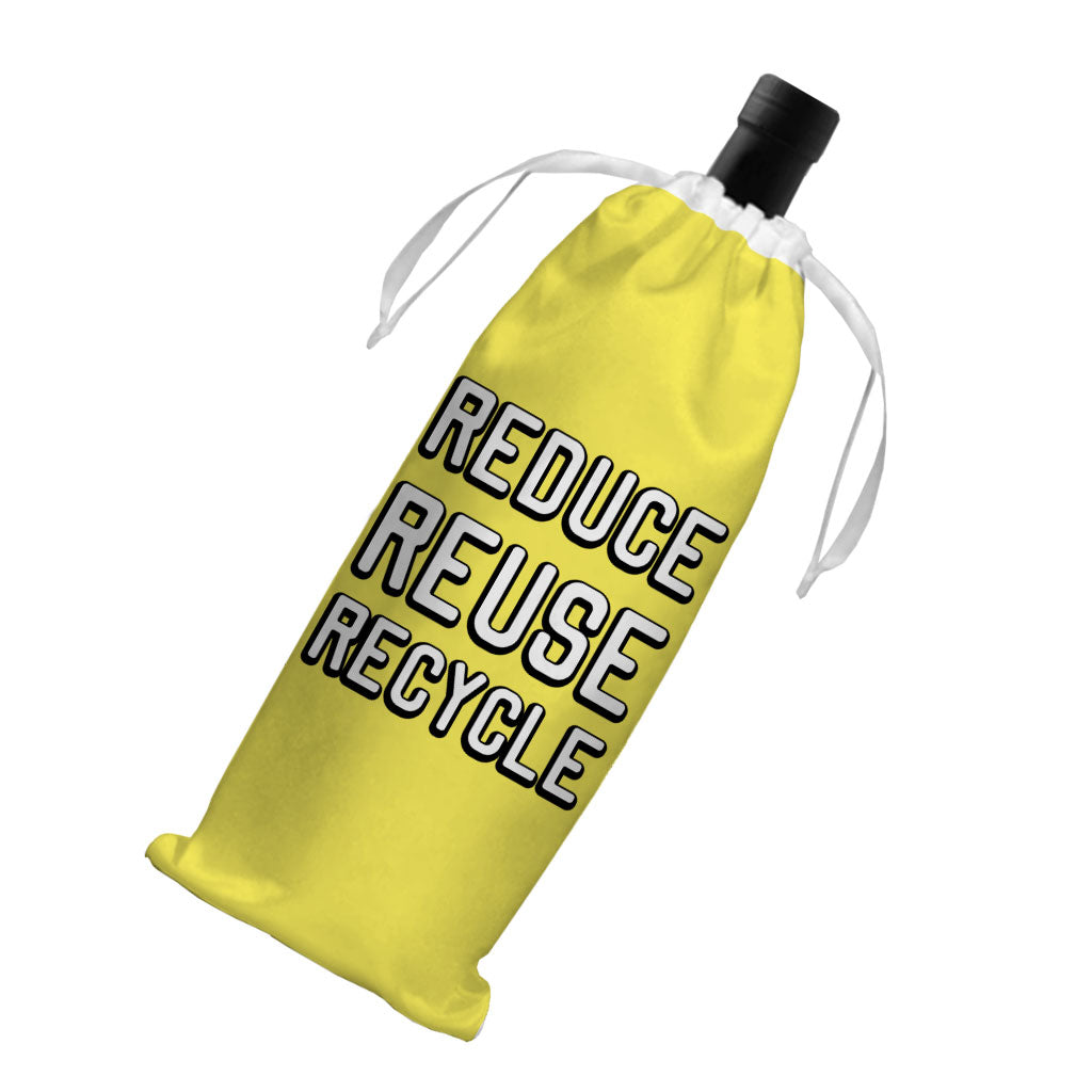 Reduce Reuse Recycle Wine Tote Bag - Cute Design Wine Tote Bag - Best Design Wine Tote Bag