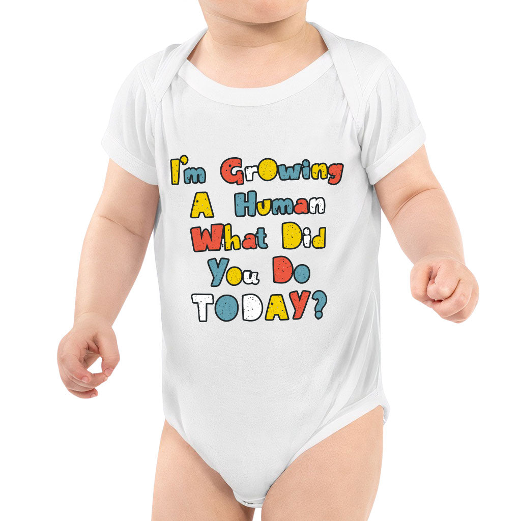 I'm Growing a Human Baby Jersey Onesie - Colorful Baby Bodysuit - Themed Baby One-Piece