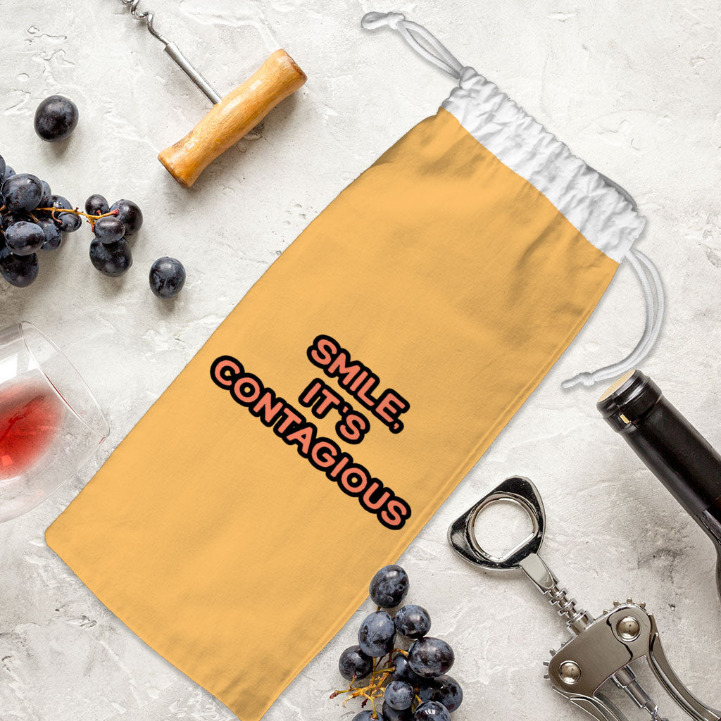 Smile Wine Tote Bag - Funny Wine Tote Bag - Cool Trendy Wine Tote Bag