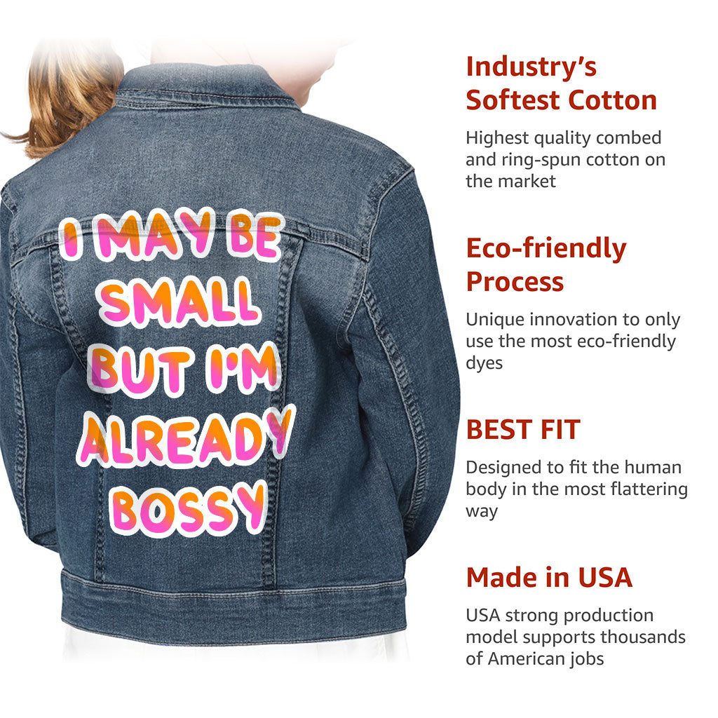 Bossy Kids' Denim Jacket - Printed Jean Jacket - Cool Design Denim Jacket for Kids