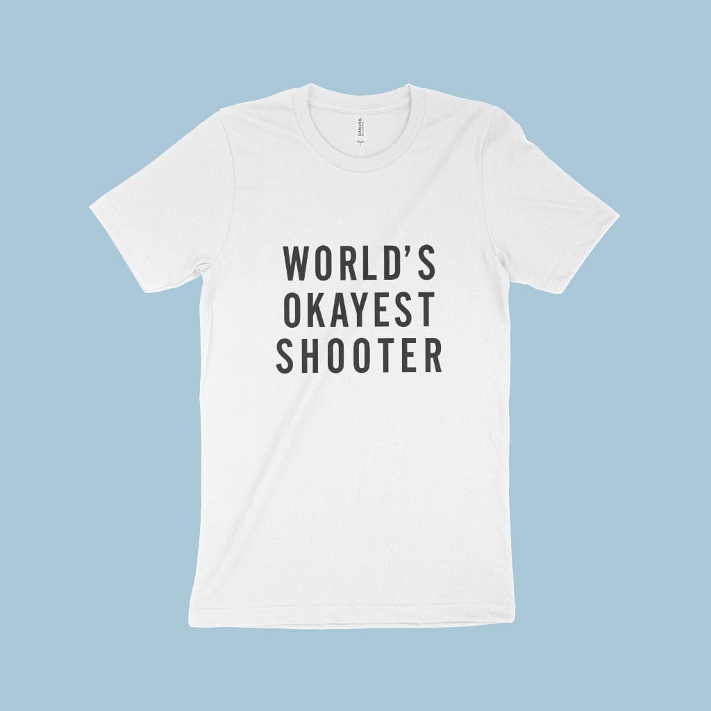 World's Okayest Shooter Unisex Jersey T-Shirt Made in USA