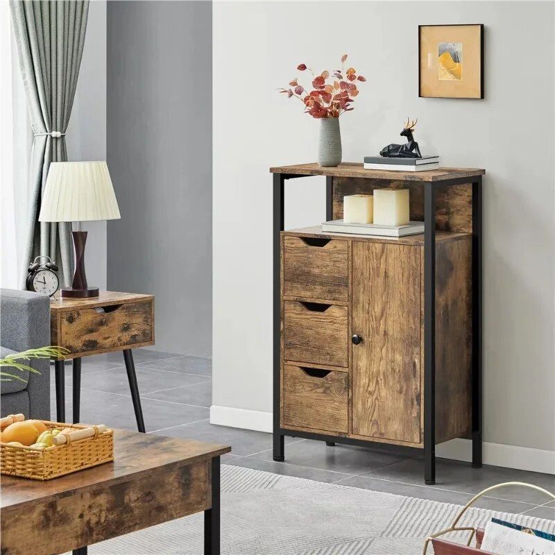 Versatile Wooden Storage Cabinet with Drawers & Shelves for Home Organization