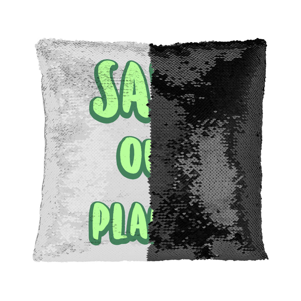 Save the Planet Sequin Pillow Case - Earth Day Pillow Case - Trendy Pillowcase