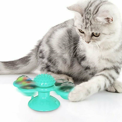 New Windmill Cat Toys Fidget Spinner for Kitten with LED and Catnip