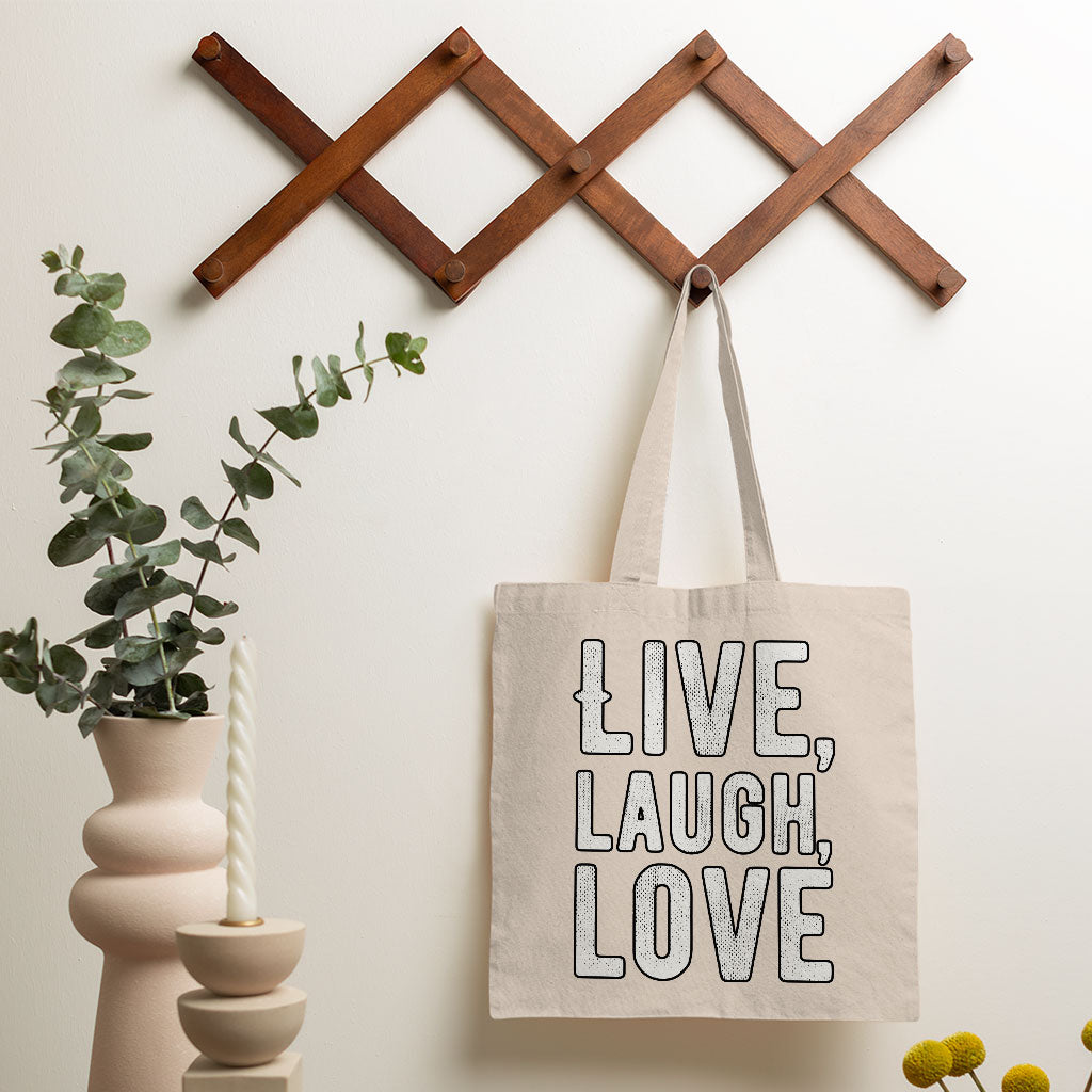 Live Laugh Love Small Tote Bag - Trendy Shopping Bag - Cool Tote Bag