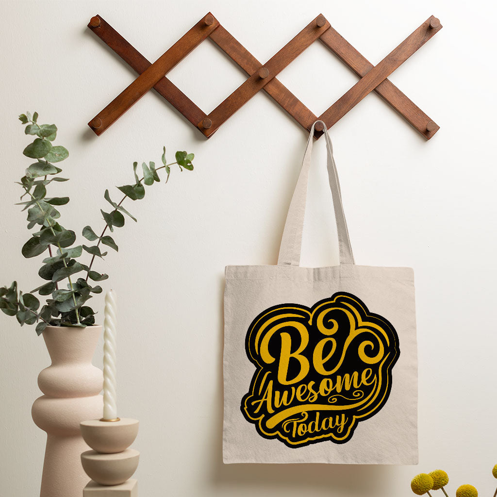 Be Awesome Today Small Tote Bag - Motivational Shopping Bag - Cute Tote Bag