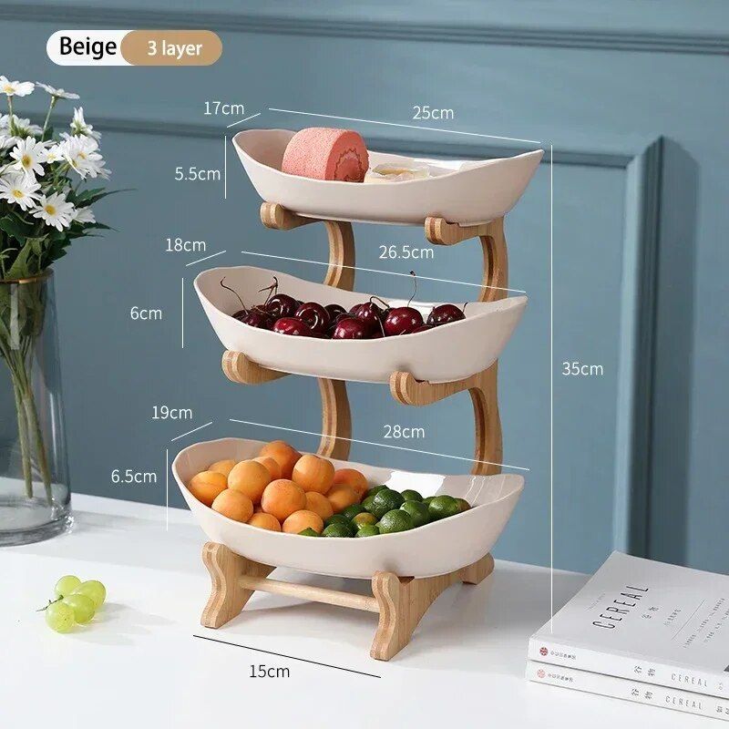 Multi-Layer Fruit and Snack Organizer: Elegant Oval Shaped Kitchen Stand