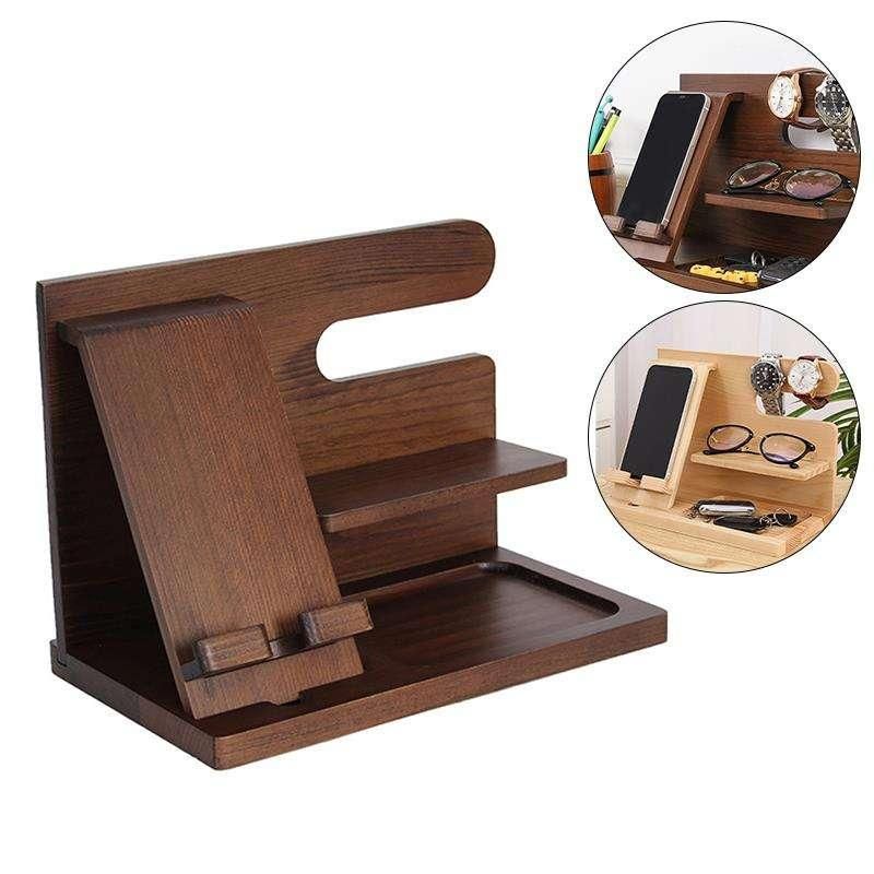 Elegant Multifunction Wooden Bedside Organizer