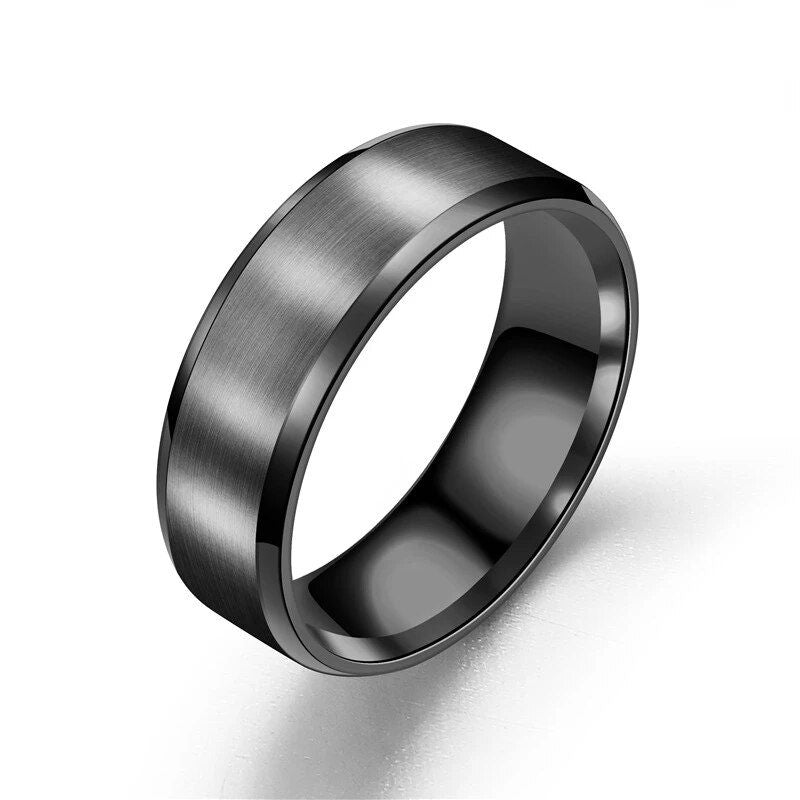 Stainless Steel Classic 8mm Brushed Ring – Unisex Fashion Band for All Occasions