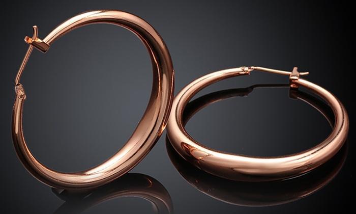 Italian-Made Gold Plated French Lock Hoop Earrings