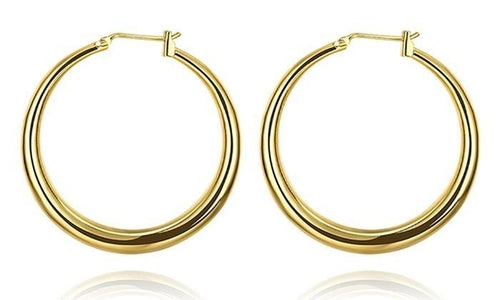 Italian-Made Gold Plated French Lock Hoop Earrings